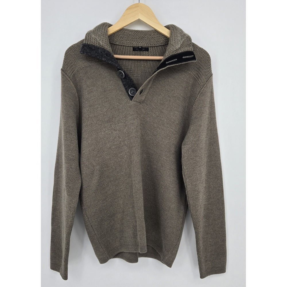 Codice Sweater Mens L/XL Taupe Merino Wool Elbow Patch Made In Italy Italian 52 - Picture 2 of 11